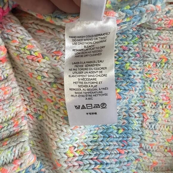 Anthropologie Palm Tree Boat Neck Oversized Women's Sweater Knit Blue Sz XSP - Picture 8 of 8